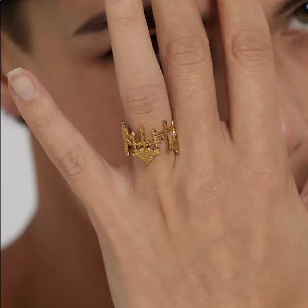 Cross adjustable ring